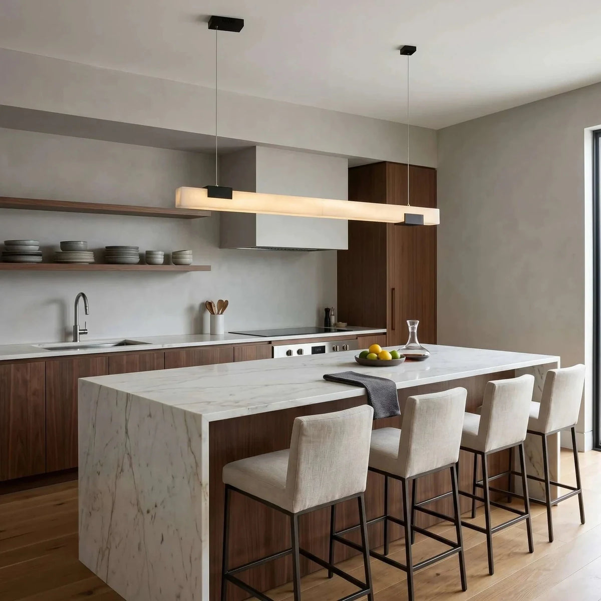 Strata Linear Alabaster Pendant Light by AUVIELIGHT