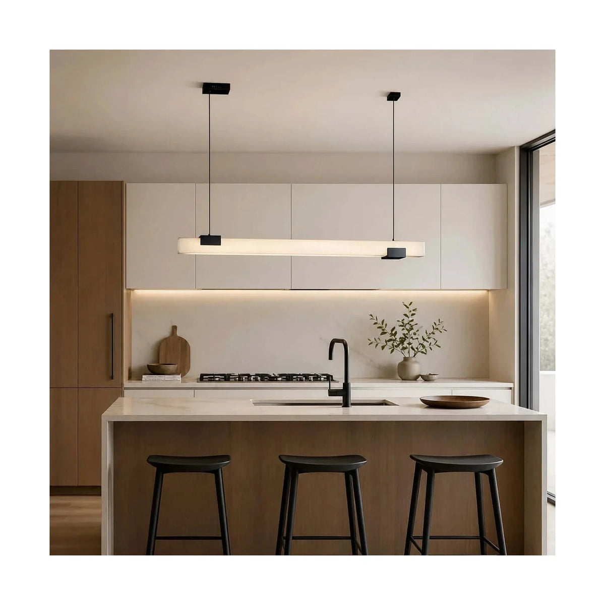 Strata Linear Alabaster Pendant Light by AUVIELIGHT