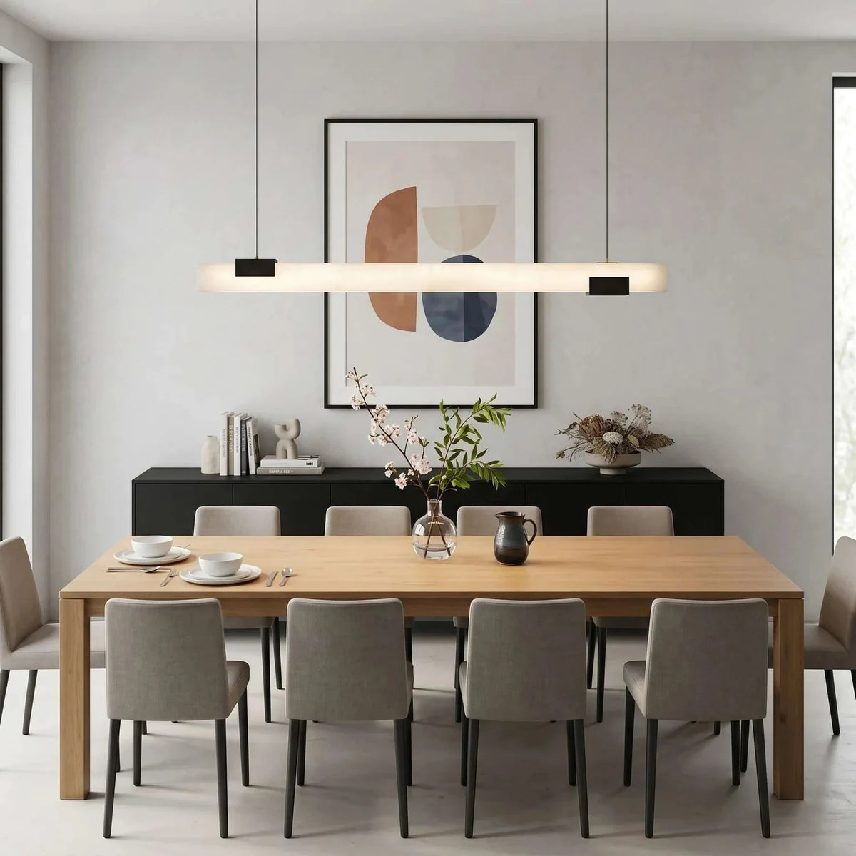 Strata Linear Alabaster Pendant Light by AUVIELIGHT