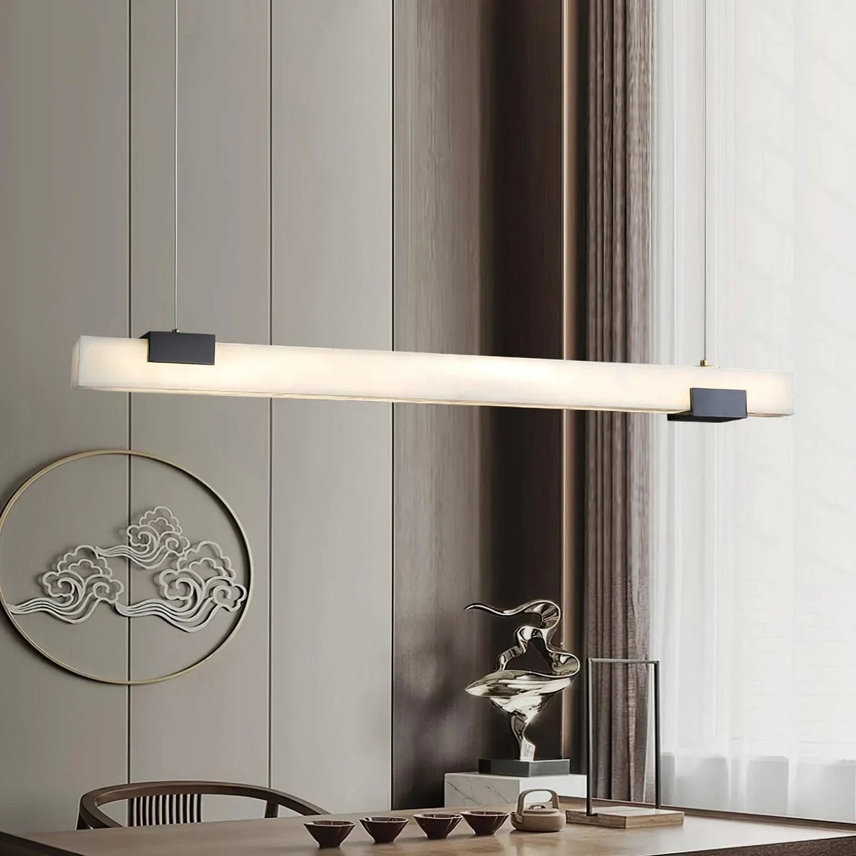 Strata Linear Alabaster Pendant Light by AUVIELIGHT