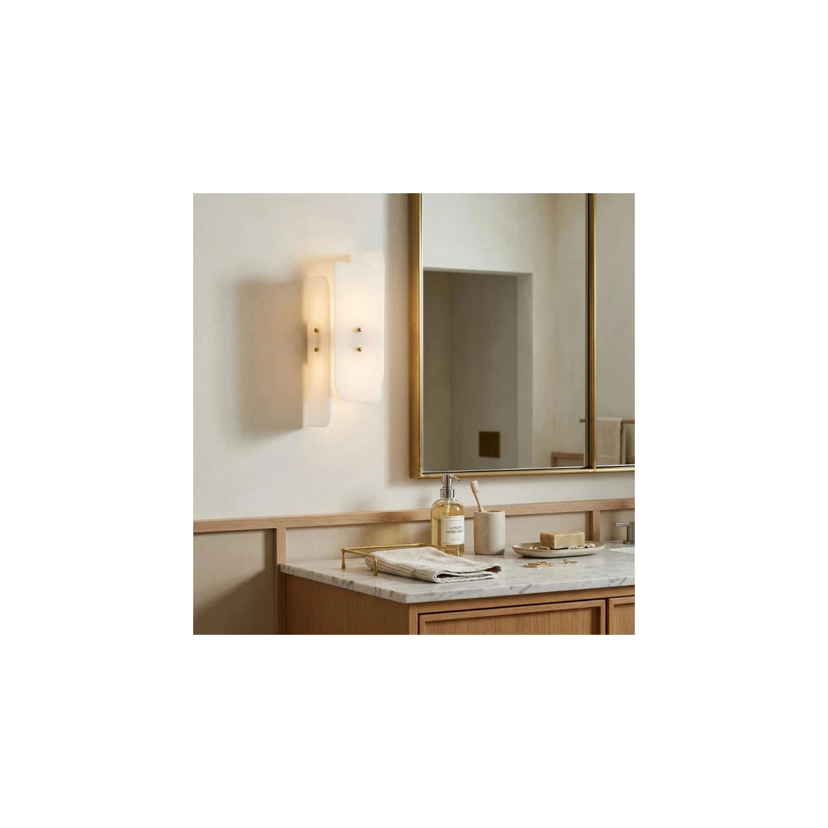 Strata Tiered Alabaster Wall Sconce light fixture by AUVIELIGHT