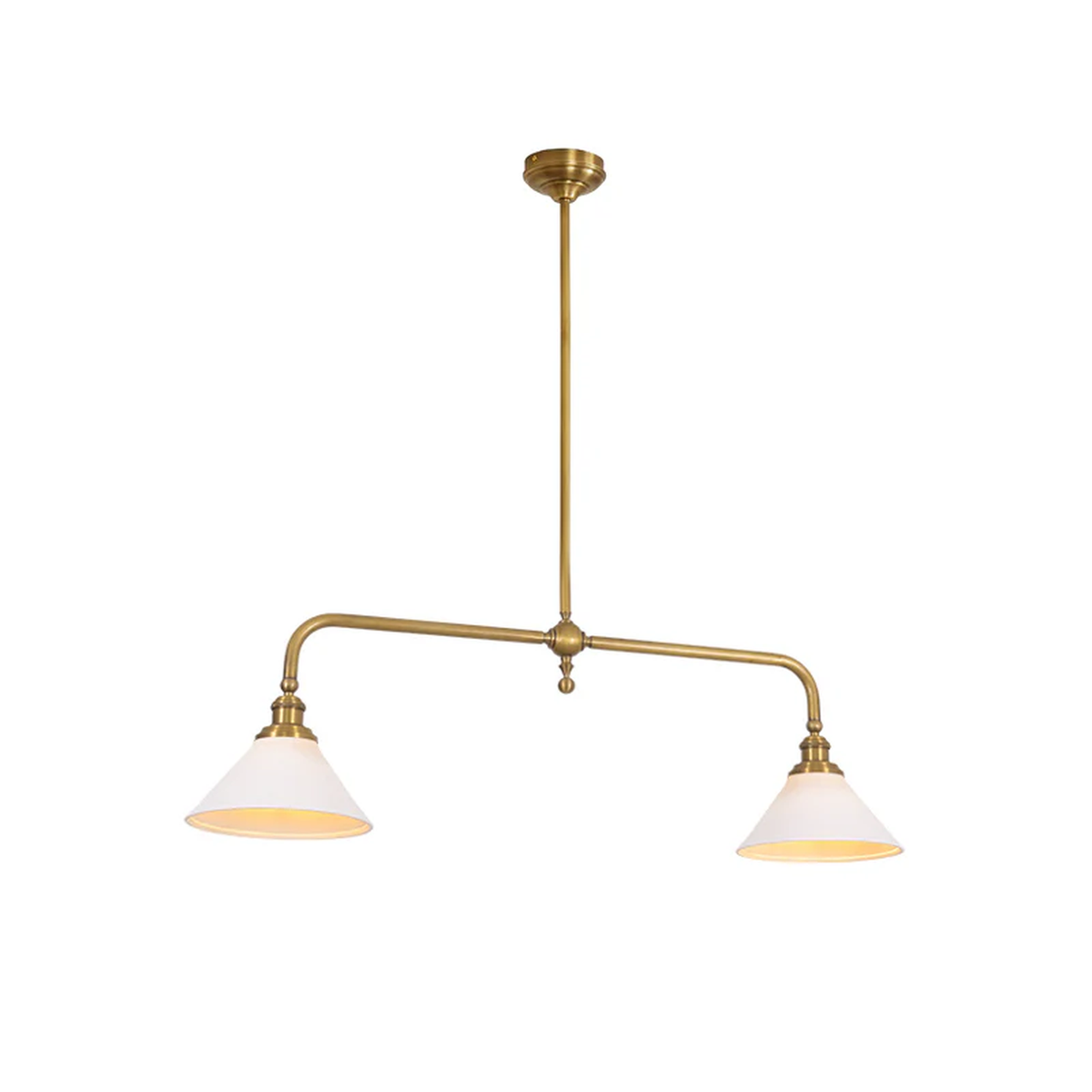 Symmetric Taper Bar Pendant Light for Kitchen Island by AUVIELIGHT, 2 heads L 102cm x W 23cm x H 30cm / L 40.1″ x W 9.1″ x H 11.8″ / Nickel