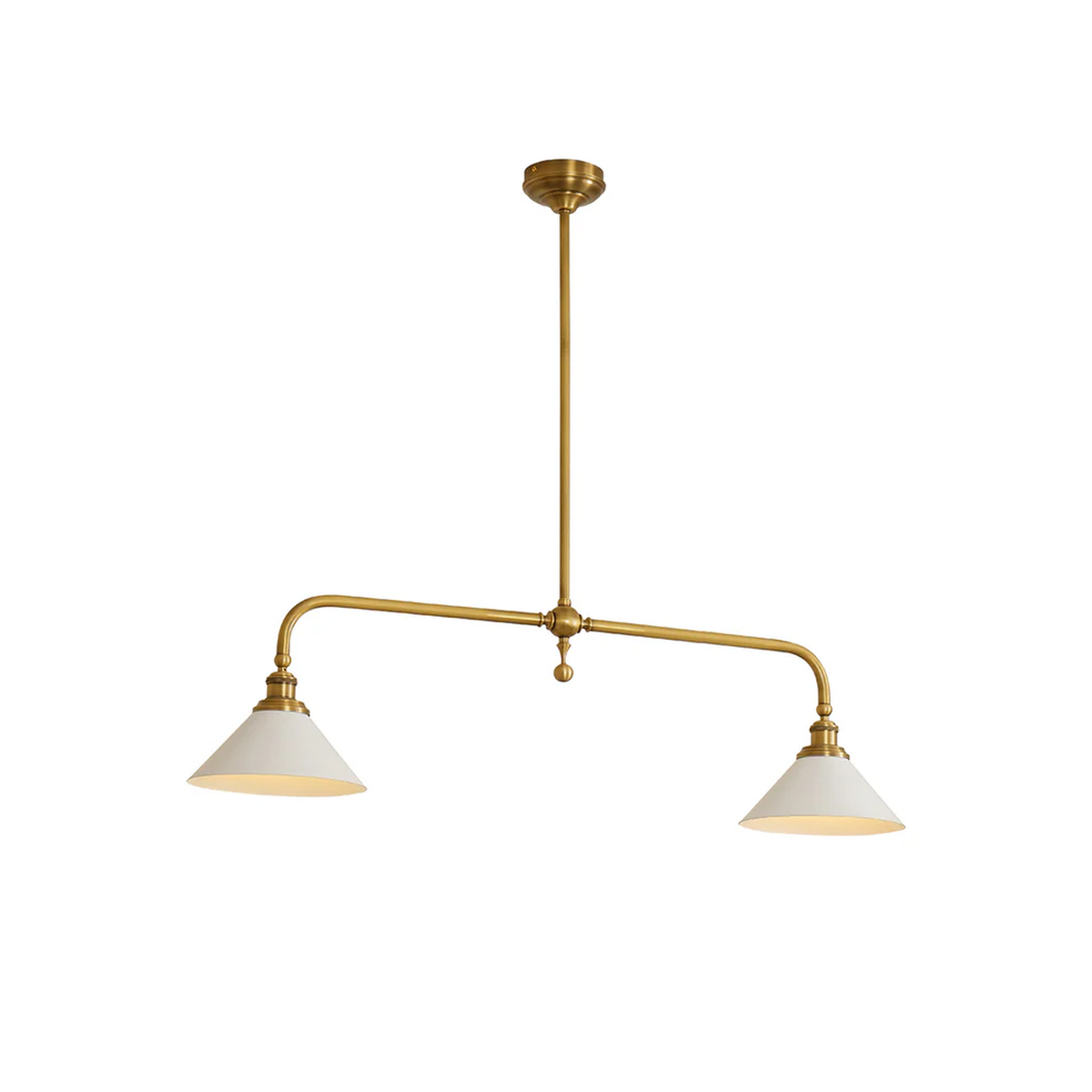 Symmetric Taper Bar Pendant Light for Kitchen Island by AUVIELIGHT, 2 heads L 120cm x W 23cm x H 30cm / L 47.2″ x W 9.1″ x H 11.8″ / Brass /