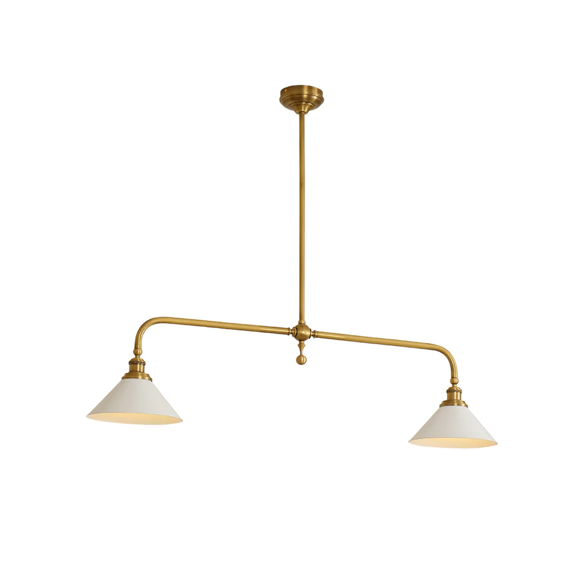 Symmetric Taper Bar Pendant Light for Kitchen Island by AUVIELIGHT, 2 heads L 140cm x W 23cm x H 30cm / L 55.1″ x W 9.1″ x H 11.8″ / Brass /