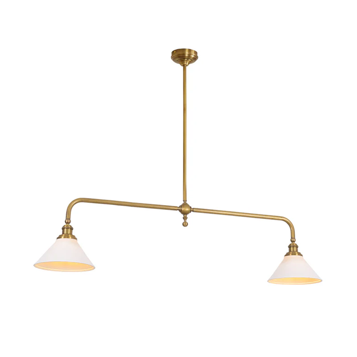 Symmetric Taper Bar Pendant Light for Kitchen Island by AUVIELIGHT, 2 heads L 140cm x W 23cm x H 30cm / L 55.1″ x W 9.1″ x H 11.8″ / Nickel