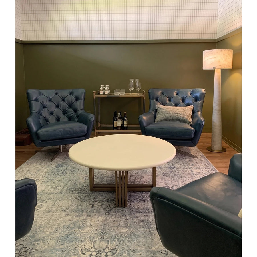 Tapered Drum Floor Lamp in alabaster for Living Room light fixture by AUVIELIGHT
