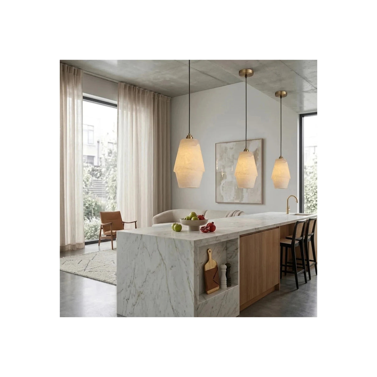 Tapered Stepped Alabaster Pendant Light by AUVIELIGHT