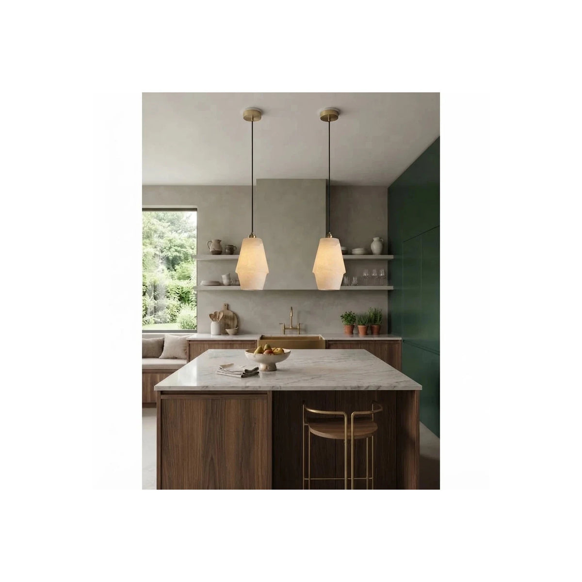 Tapered Stepped Alabaster Pendant Light by AUVIELIGHT