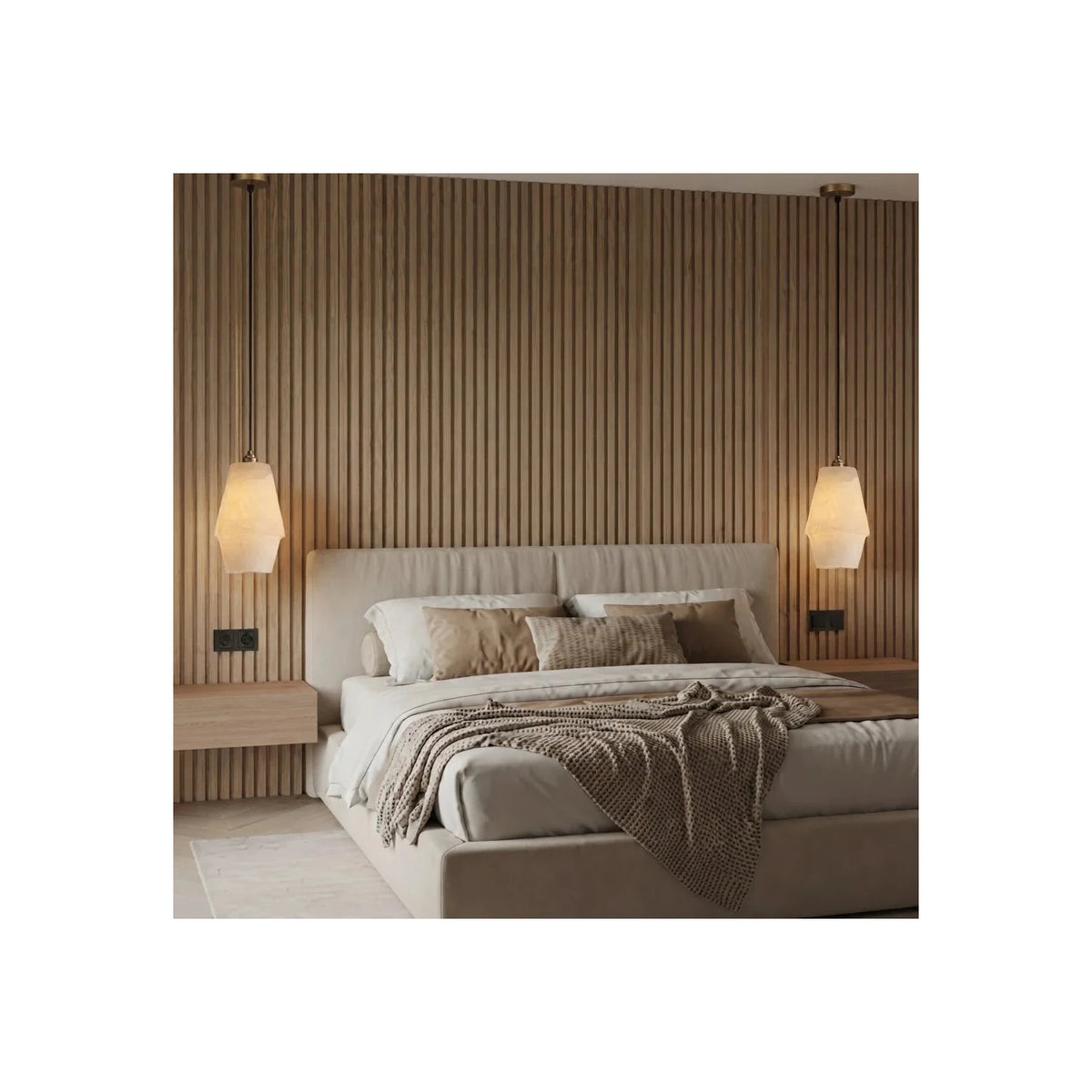 Tapered Stepped Alabaster Pendant Light by AUVIELIGHT