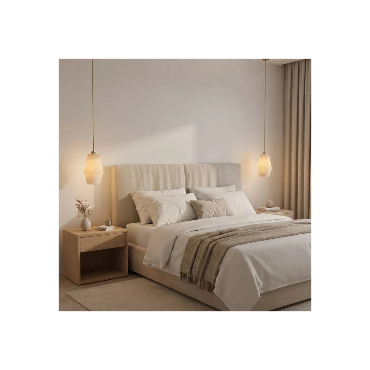 Tapered Stepped Alabaster Pendant Light by AUVIELIGHT