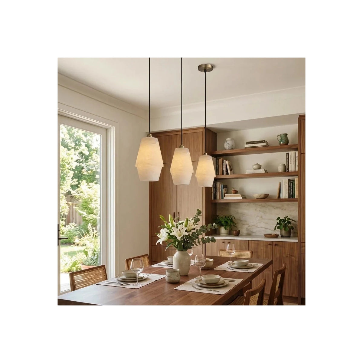Tapered Stepped Alabaster Pendant Light by AUVIELIGHT