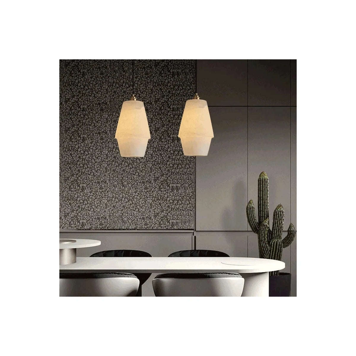 Tapered Stepped Alabaster Pendant Light by AUVIELIGHT