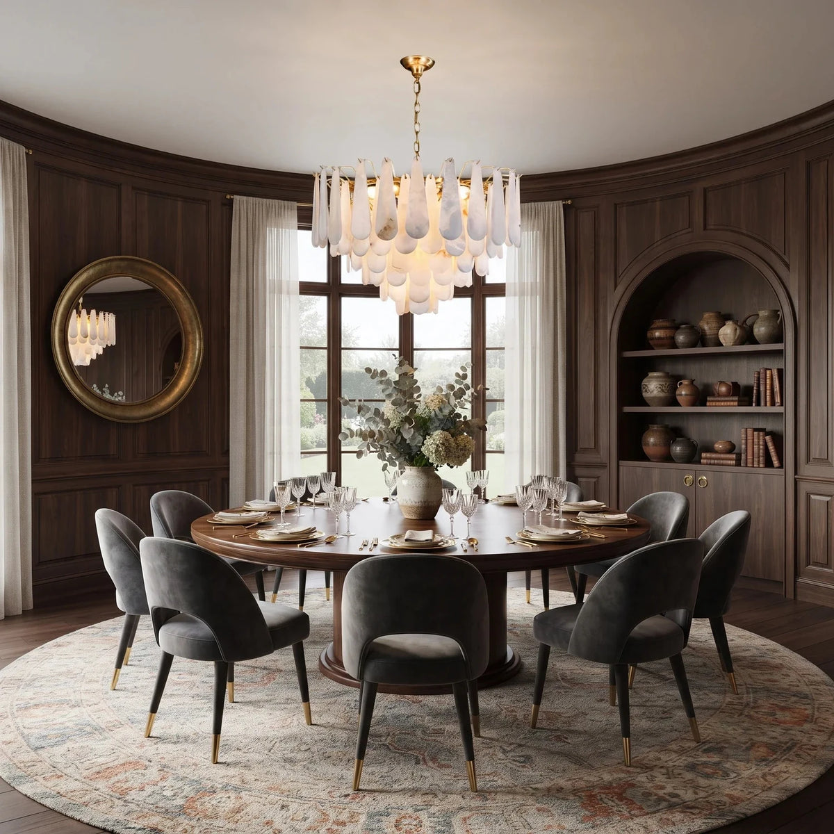 Teardrop Chandelier in alabaster for Dining Room light fixture by AUVIELIGHT