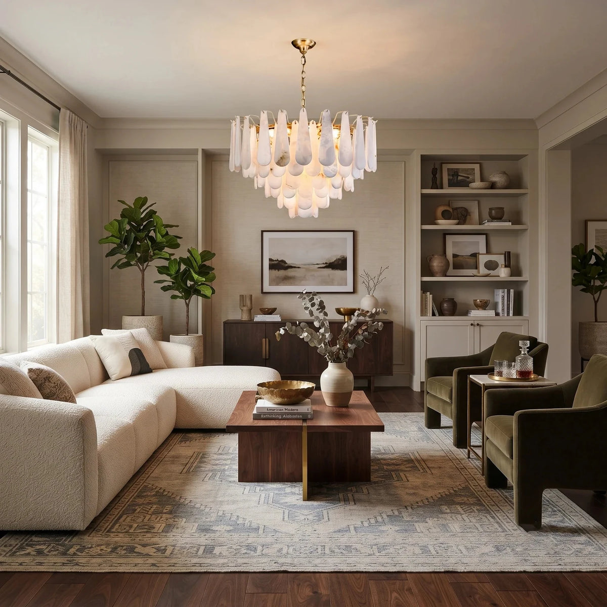 Teardrop Chandelier in alabaster for Dining Room light fixture by AUVIELIGHT