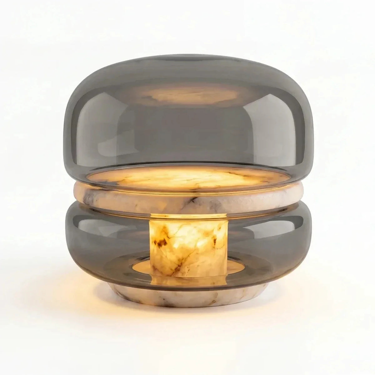 Tiered Bedside Lamp in alabaster for Bedroom light fixture by AUVIELIGHT, ∅ 10.2″ x H 10.2″ / Smoked / AU plug and 7 other sizes