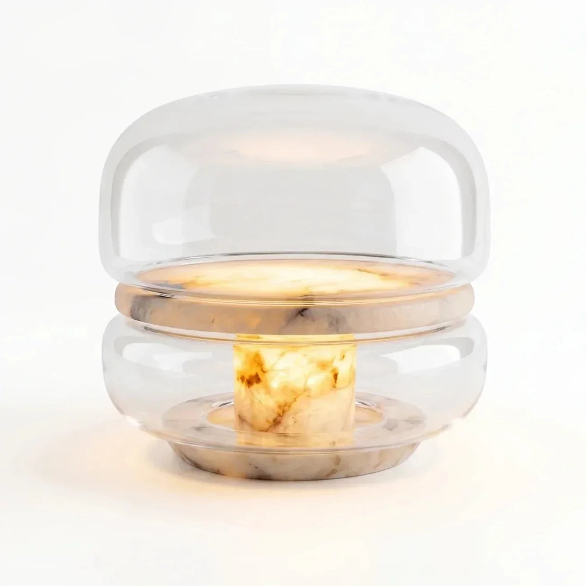 Tiered Bedside Lamp in alabaster for Bedroom light fixture by AUVIELIGHT, ∅ 10.2″ x H 10.2″ / Clear / AU plug and 7 other sizes