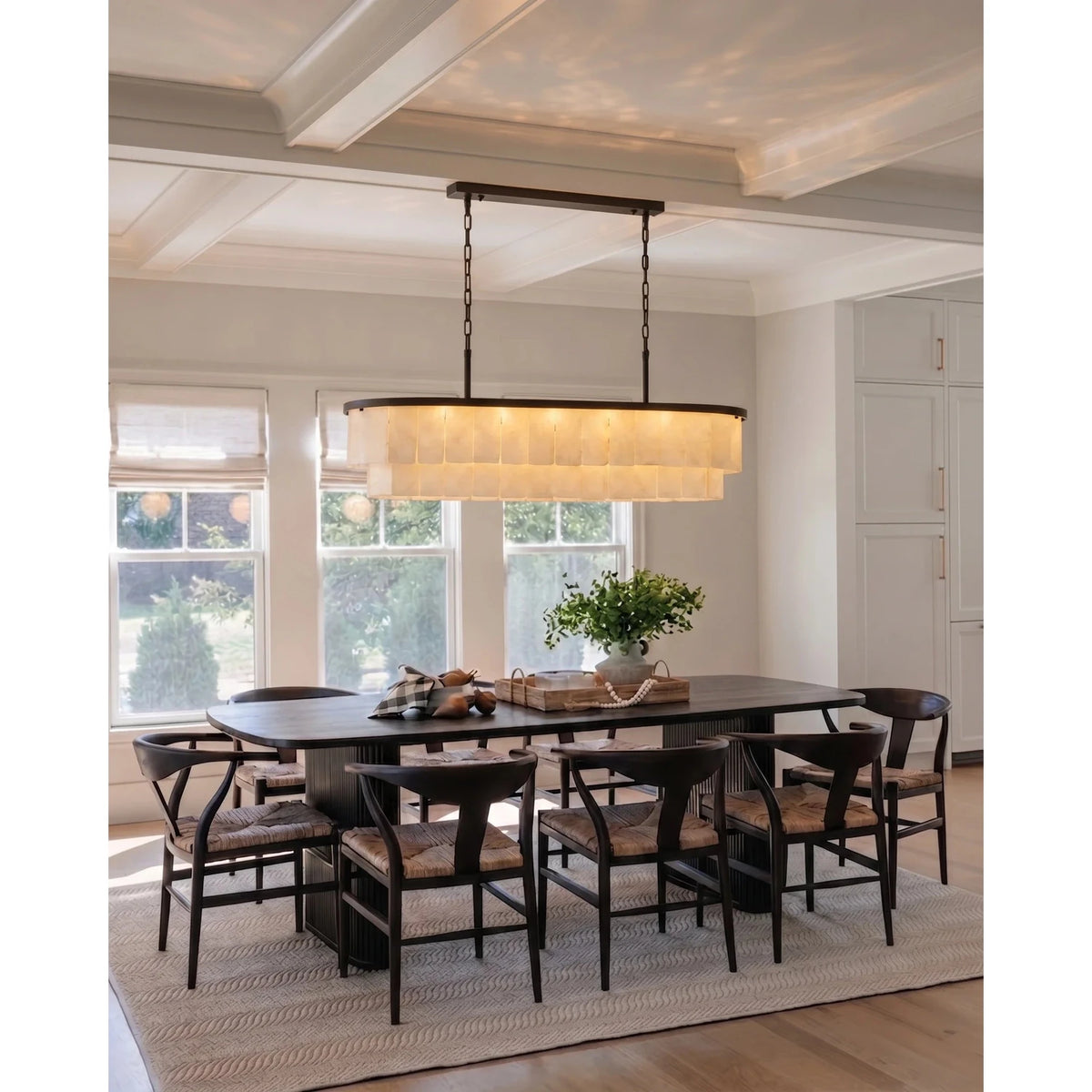 Tiered Chandelier in alabaster for Dining Room by AUVIELIGHT