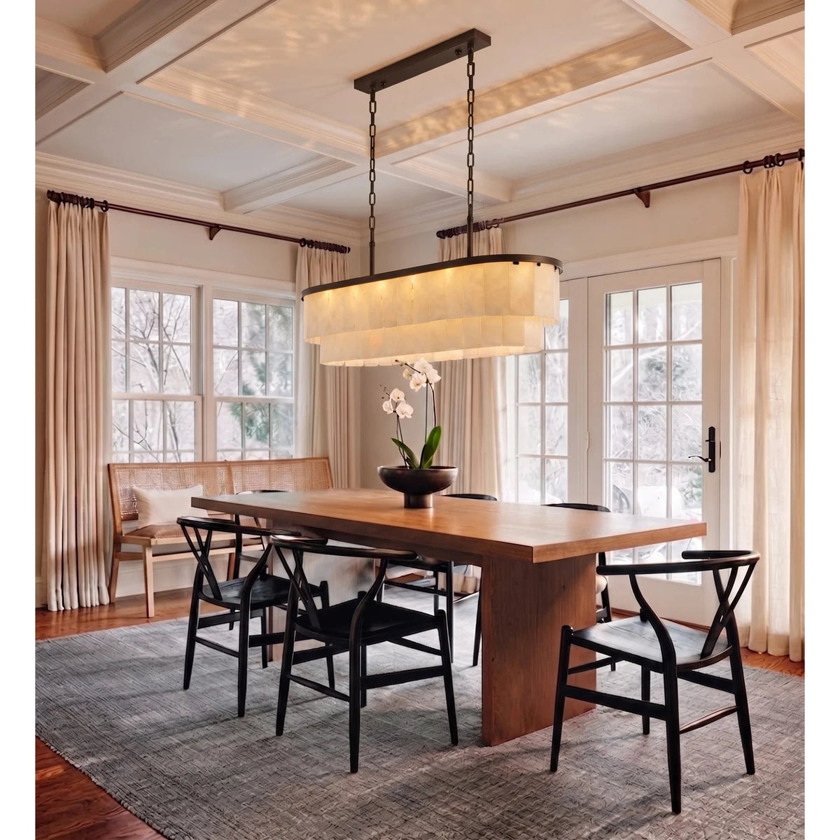 Tiered Chandelier in alabaster for Dining Room by AUVIELIGHT