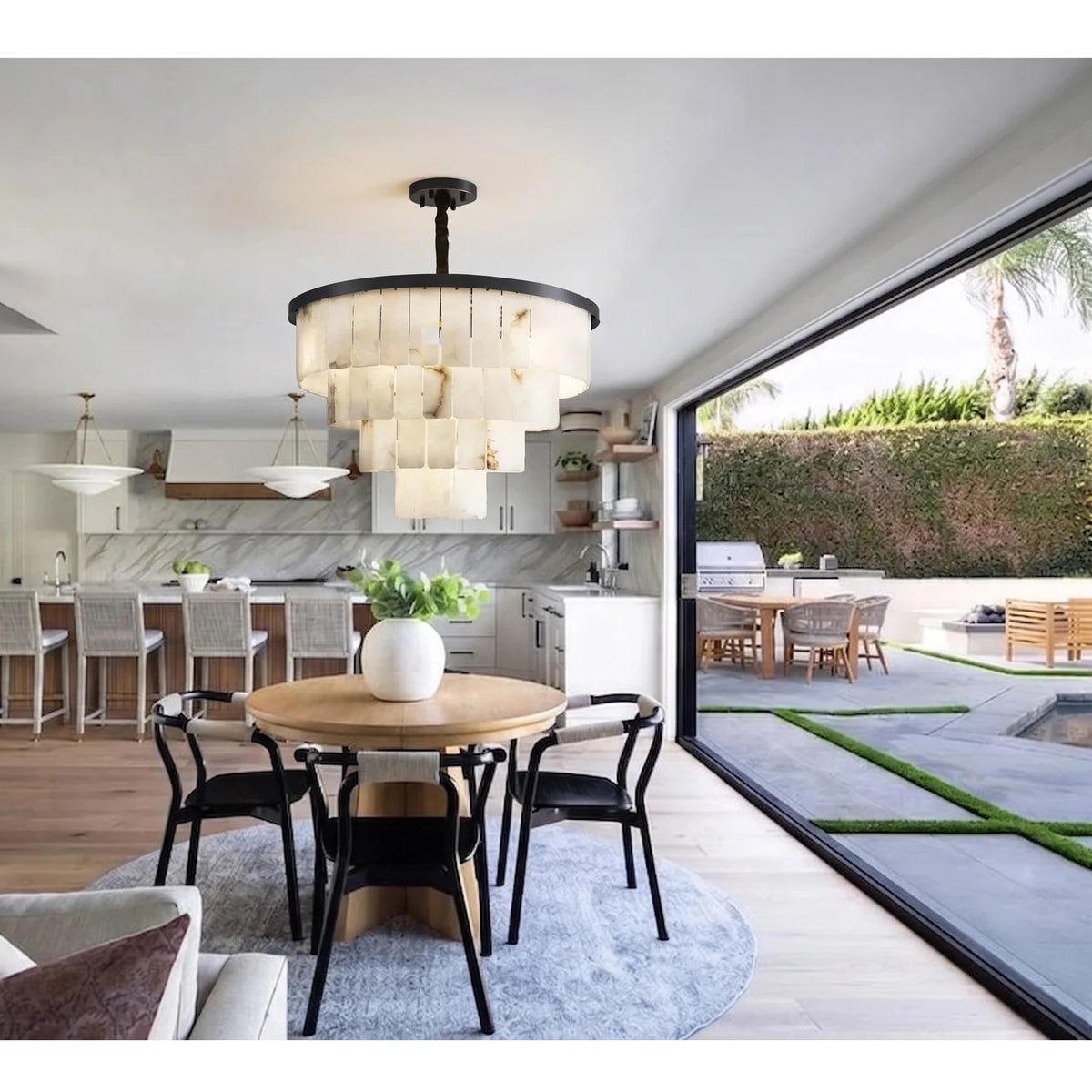 Tiered Chandelier in alabaster for Dining Room light fixture by AUVIELIGHT