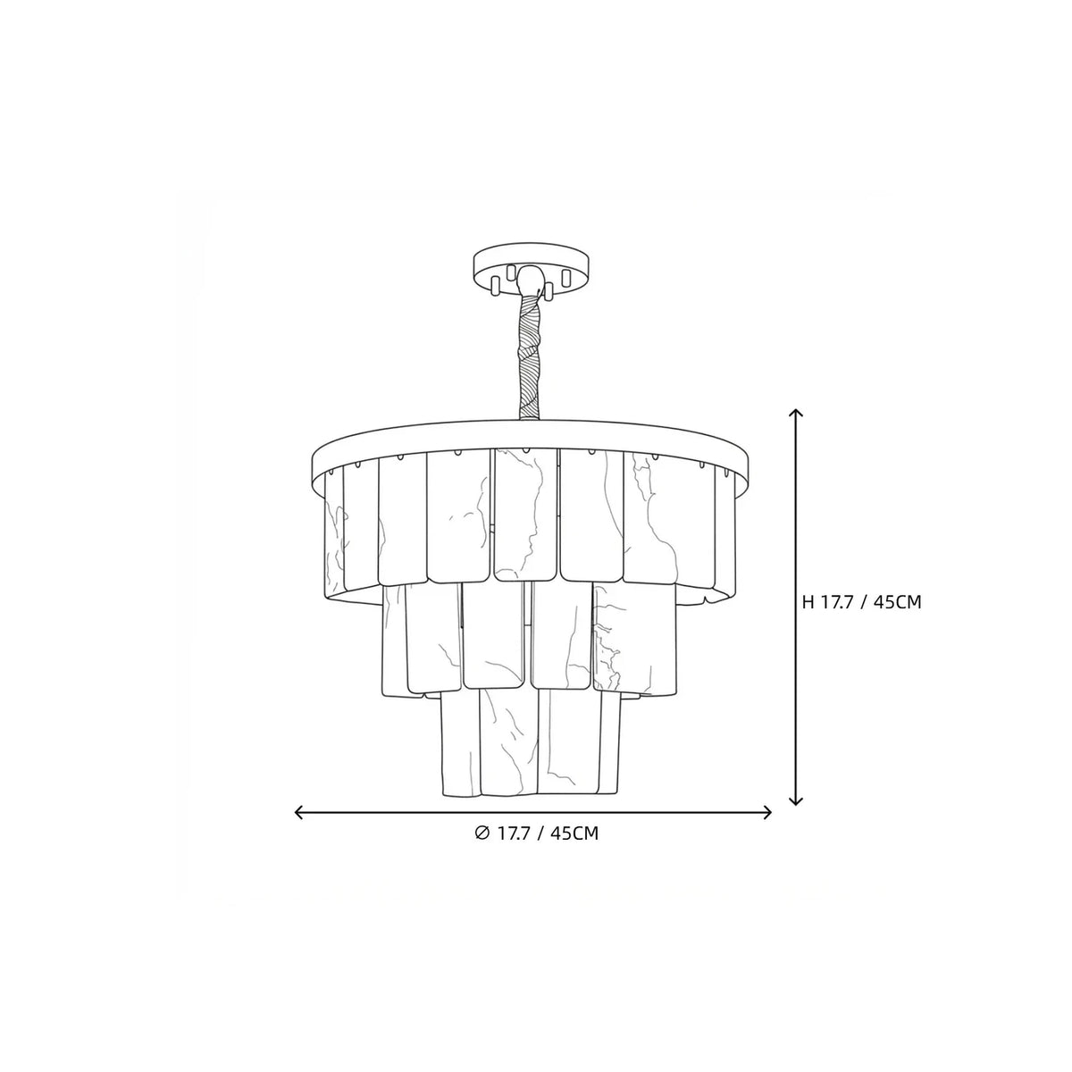 Tiered Chandelier in alabaster for Dining Room light fixture by AUVIELIGHT