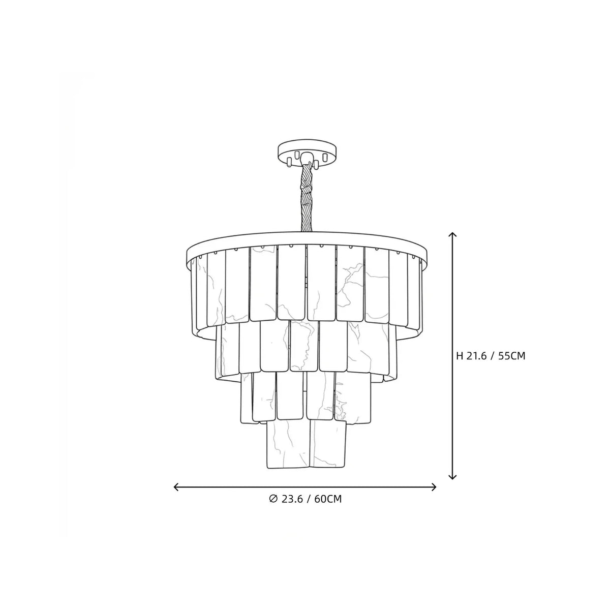 Tiered Chandelier in alabaster for Dining Room light fixture by AUVIELIGHT