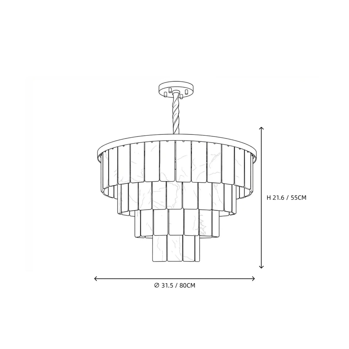 Tiered Chandelier in alabaster for Dining Room light fixture by AUVIELIGHT