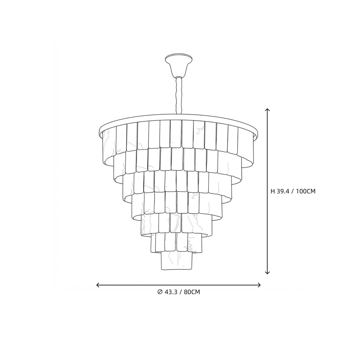 Tiered Chandelier in alabaster for Dining Room light fixture by AUVIELIGHT