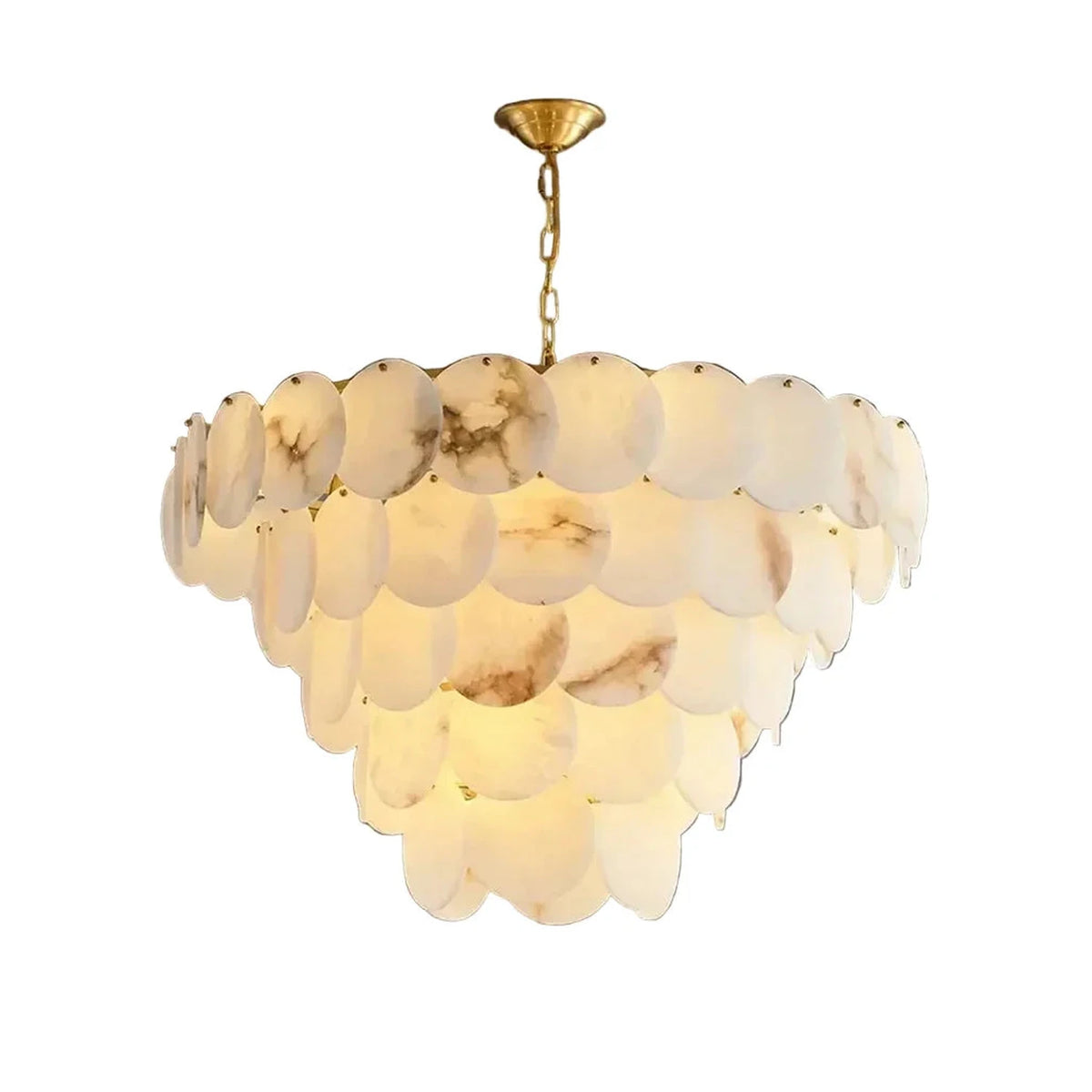 Tiered Disc Chandelier in alabaster for Dining Room by AUVIELIGHT