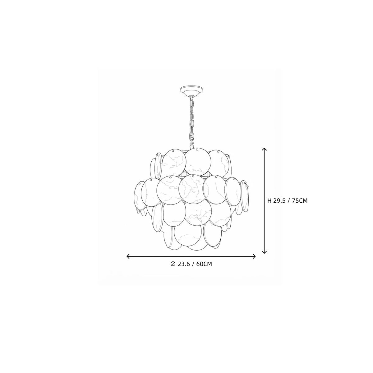 Tiered Disc Chandelier in alabaster for Dining Room by AUVIELIGHT