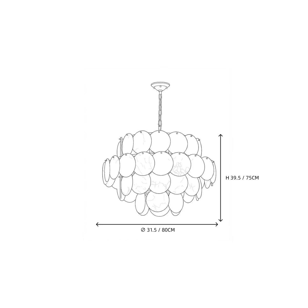 Tiered Disc Chandelier in alabaster for Dining Room by AUVIELIGHT