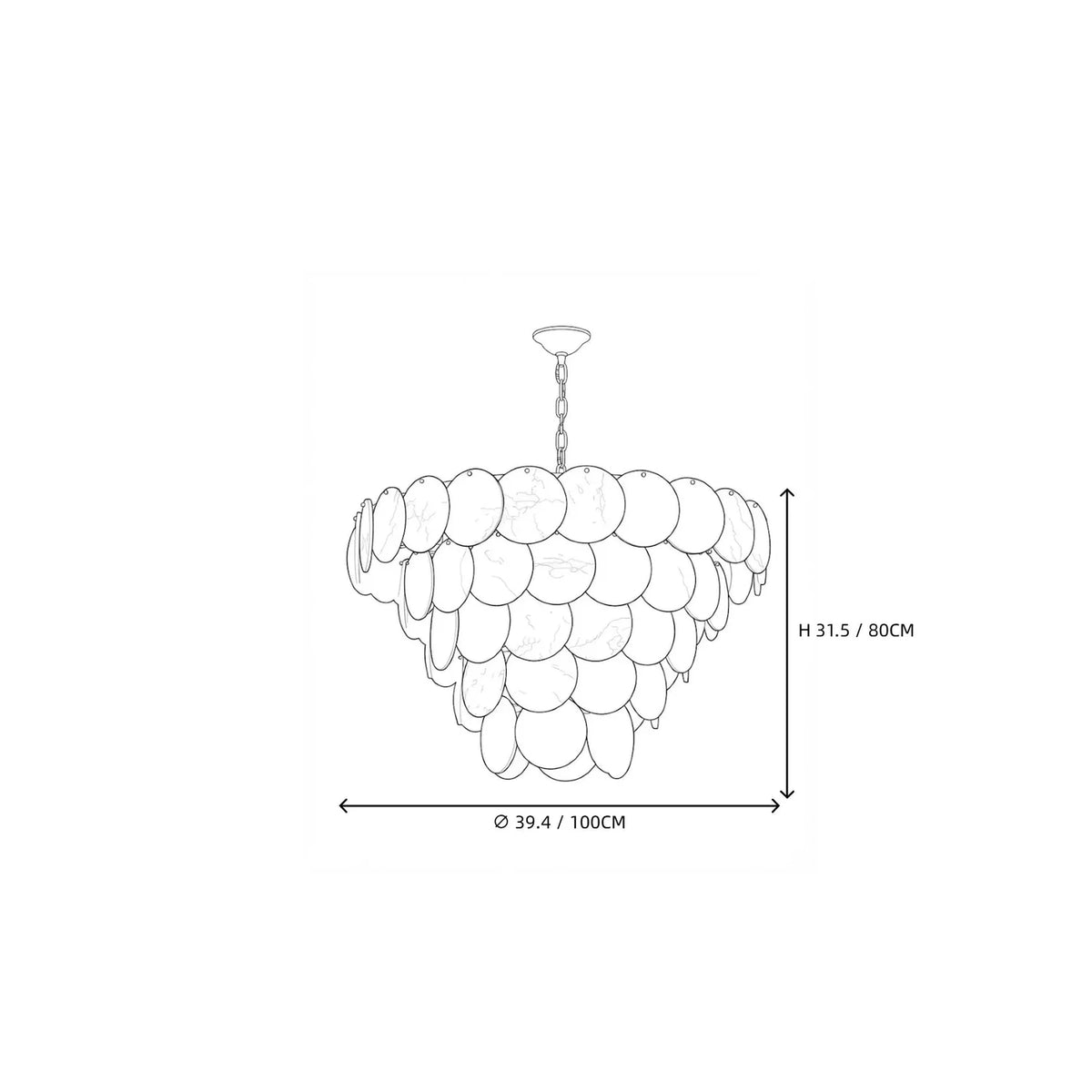 Tiered Disc Chandelier in alabaster for Dining Room by AUVIELIGHT