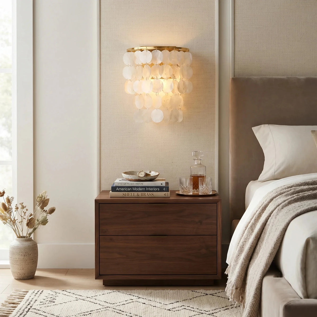 Tiered Shell Flush Mount in brass for Low Ceilings light fixture by AUVIELIGHT