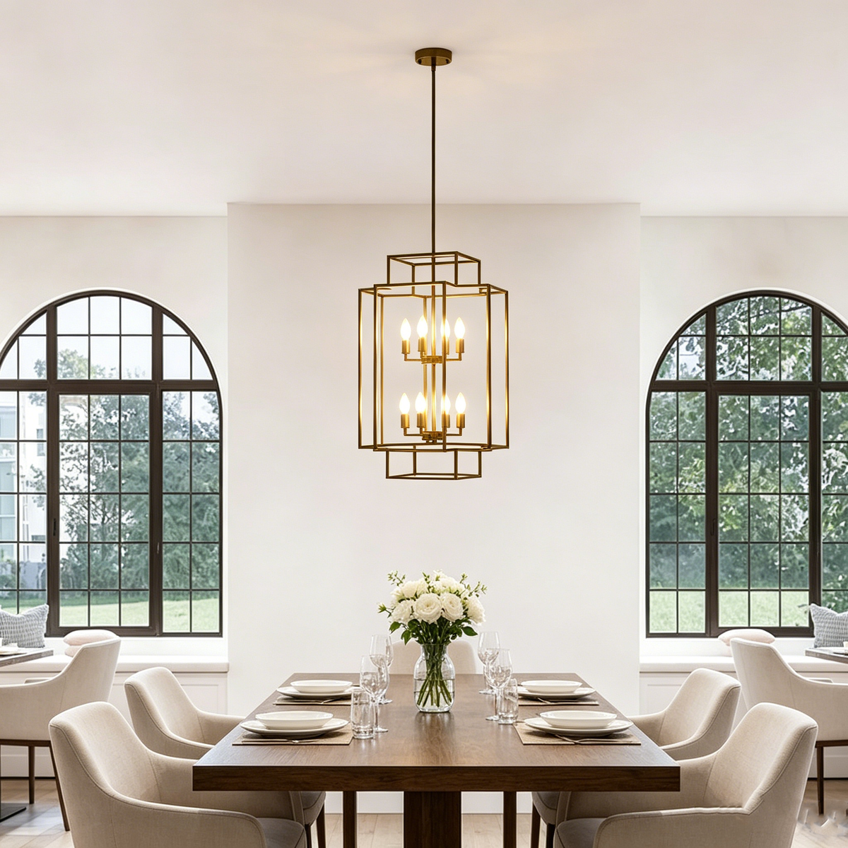 Tiered Square Chandelier for Dining Room by AUVIELIGHT