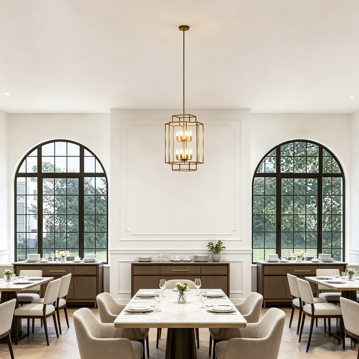 Tiered Square Chandelier for Dining Room by AUVIELIGHT