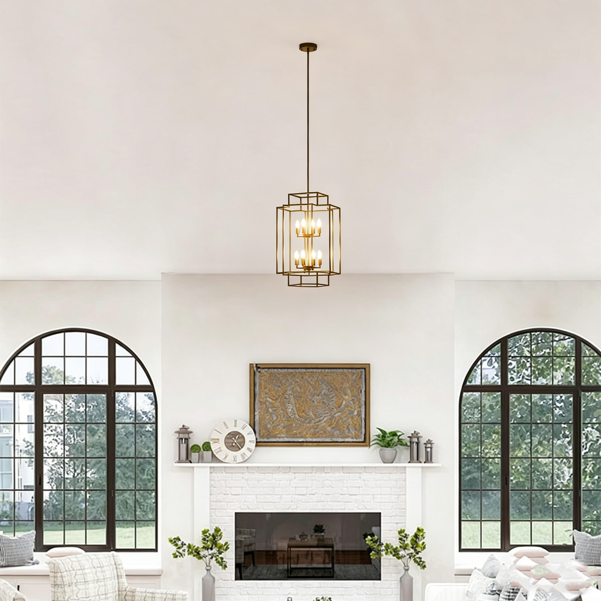 Tiered Square Chandelier for Dining Room by AUVIELIGHT