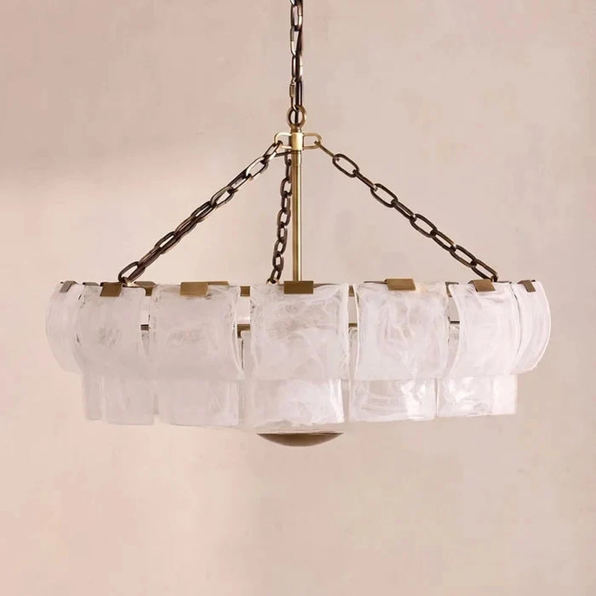 Tile Drum Chandelier in frosted glass for Dining Room by AUVIELIGHT