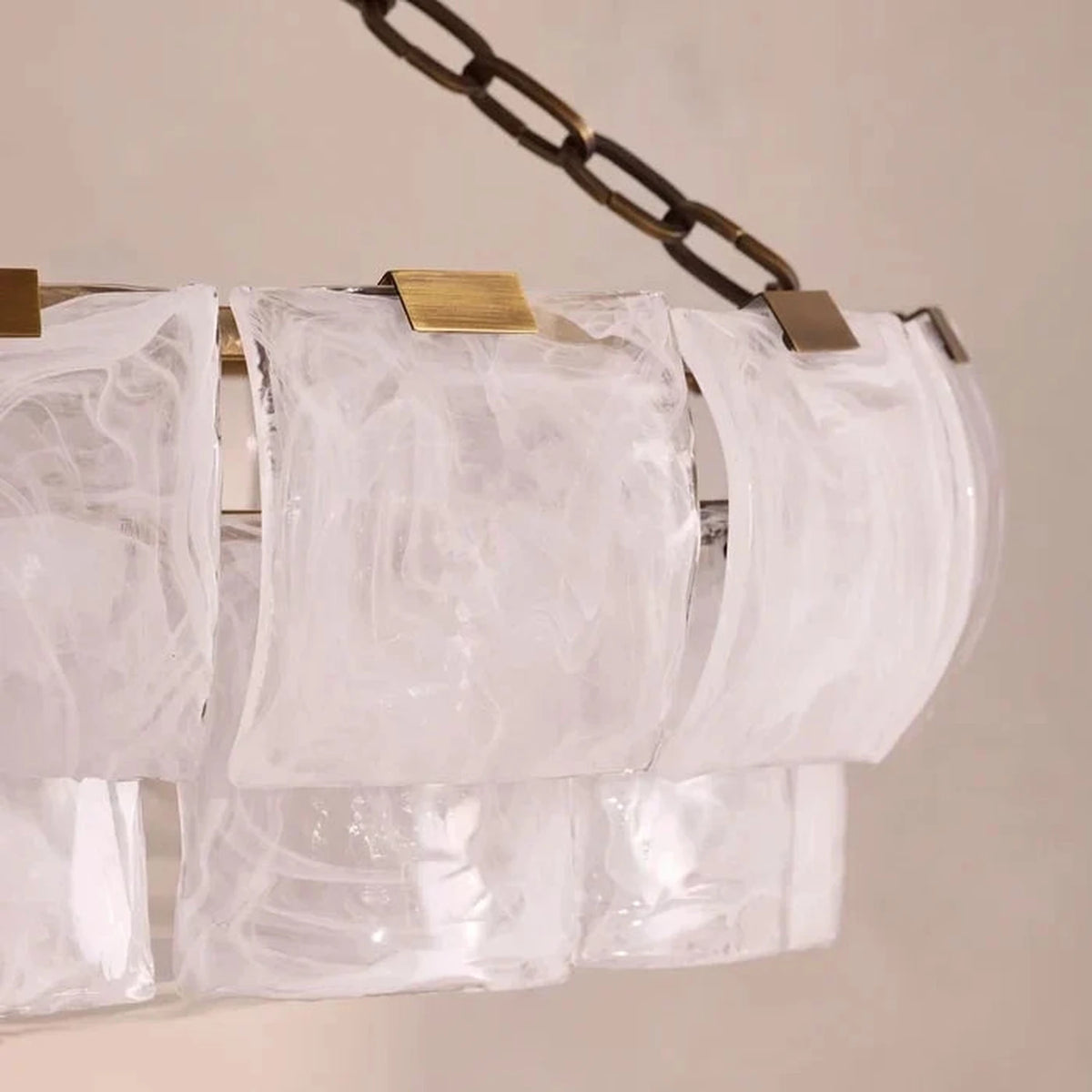 Tile Drum Chandelier in frosted glass for Dining Room by AUVIELIGHT