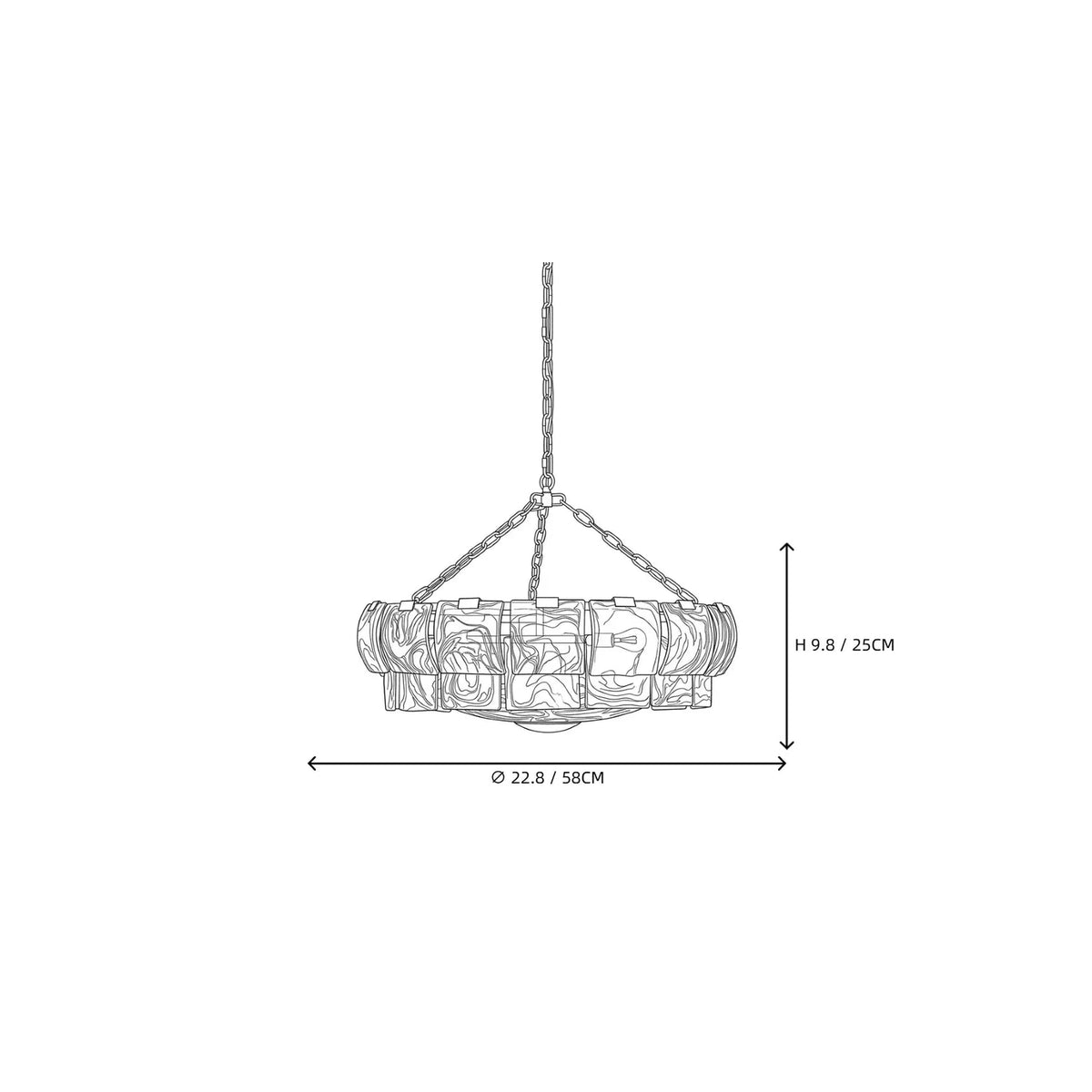 Tile Drum Chandelier in frosted glass for Dining Room by AUVIELIGHT