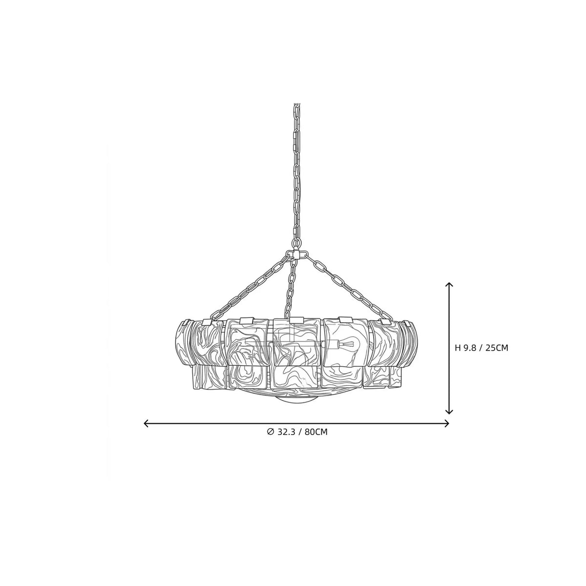 Tile Drum Chandelier in frosted glass for Dining Room by AUVIELIGHT