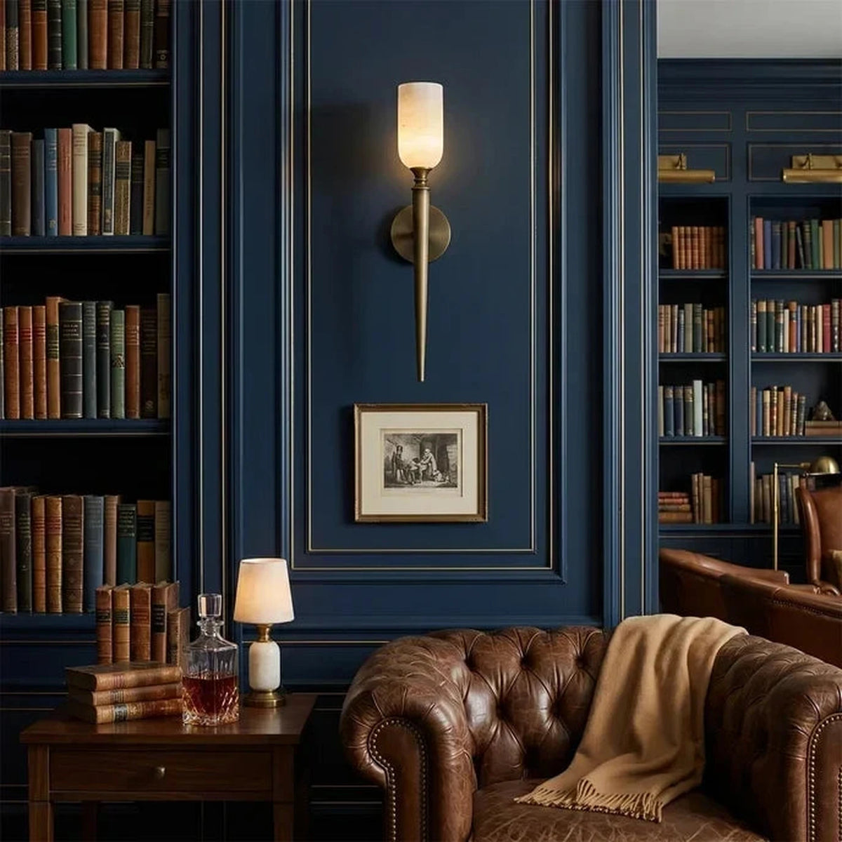Torch Wall Sconce in alabaster for Hallway by AUVIELIGHT