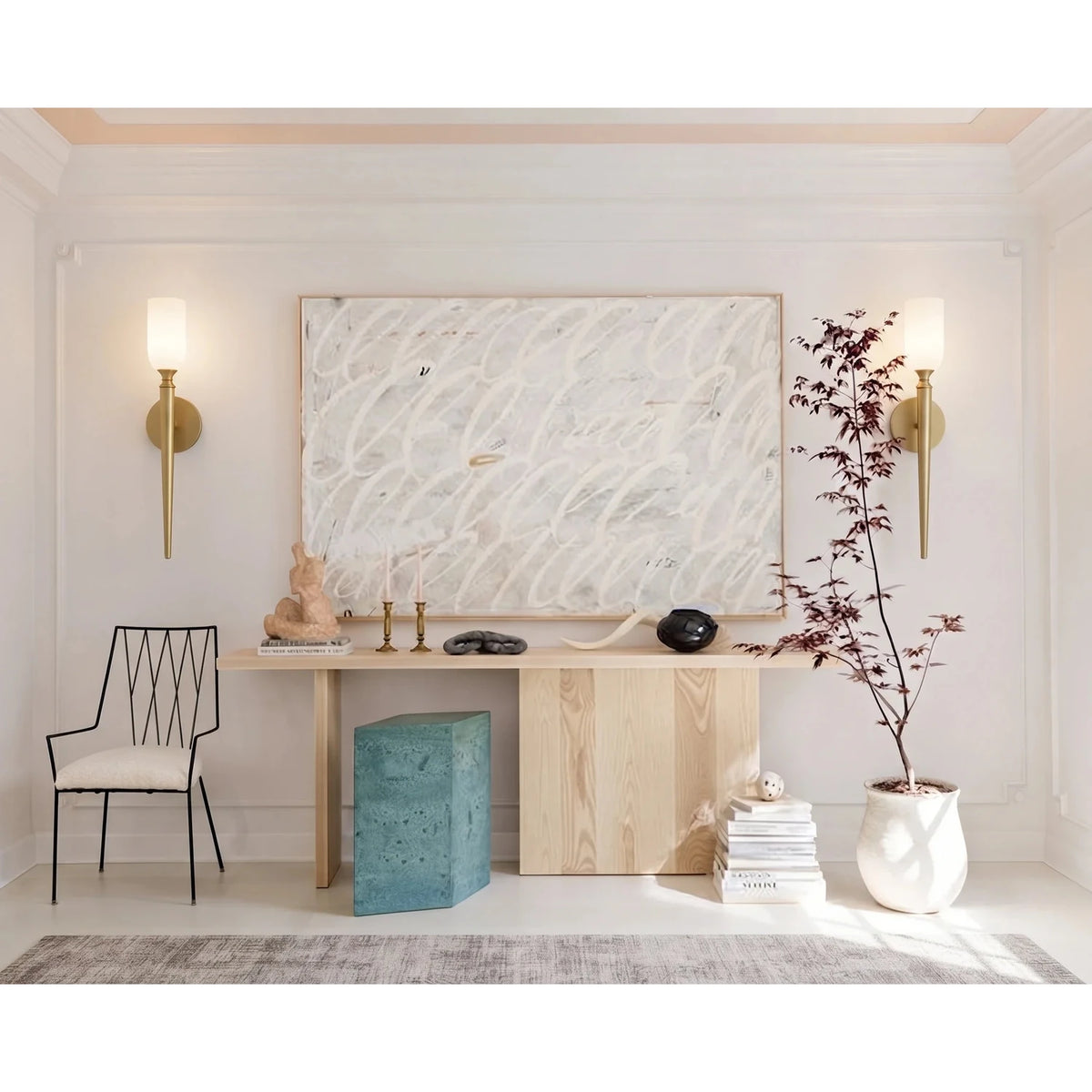 Torch Wall Sconce in alabaster for Hallway by AUVIELIGHT