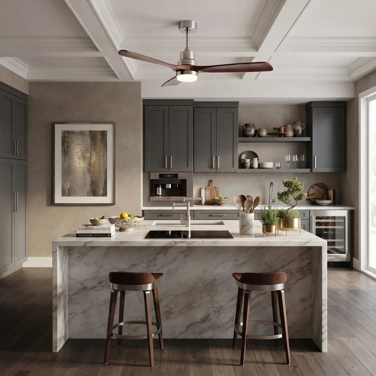 Tri-Blade Ceiling Fan Light for Living Room by AUVIELIGHT
