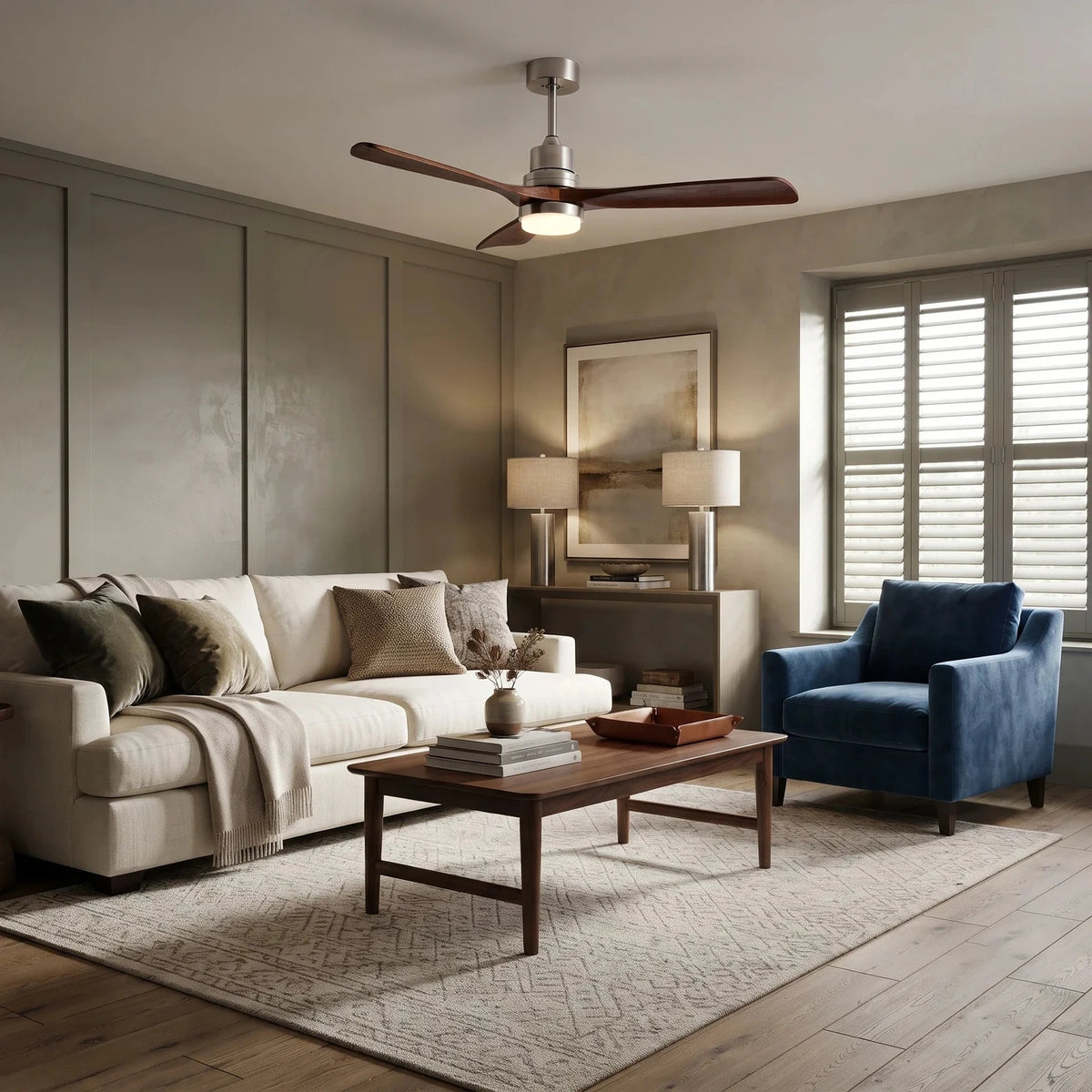 Tri-Blade Ceiling Fan Light for Living Room by AUVIELIGHT