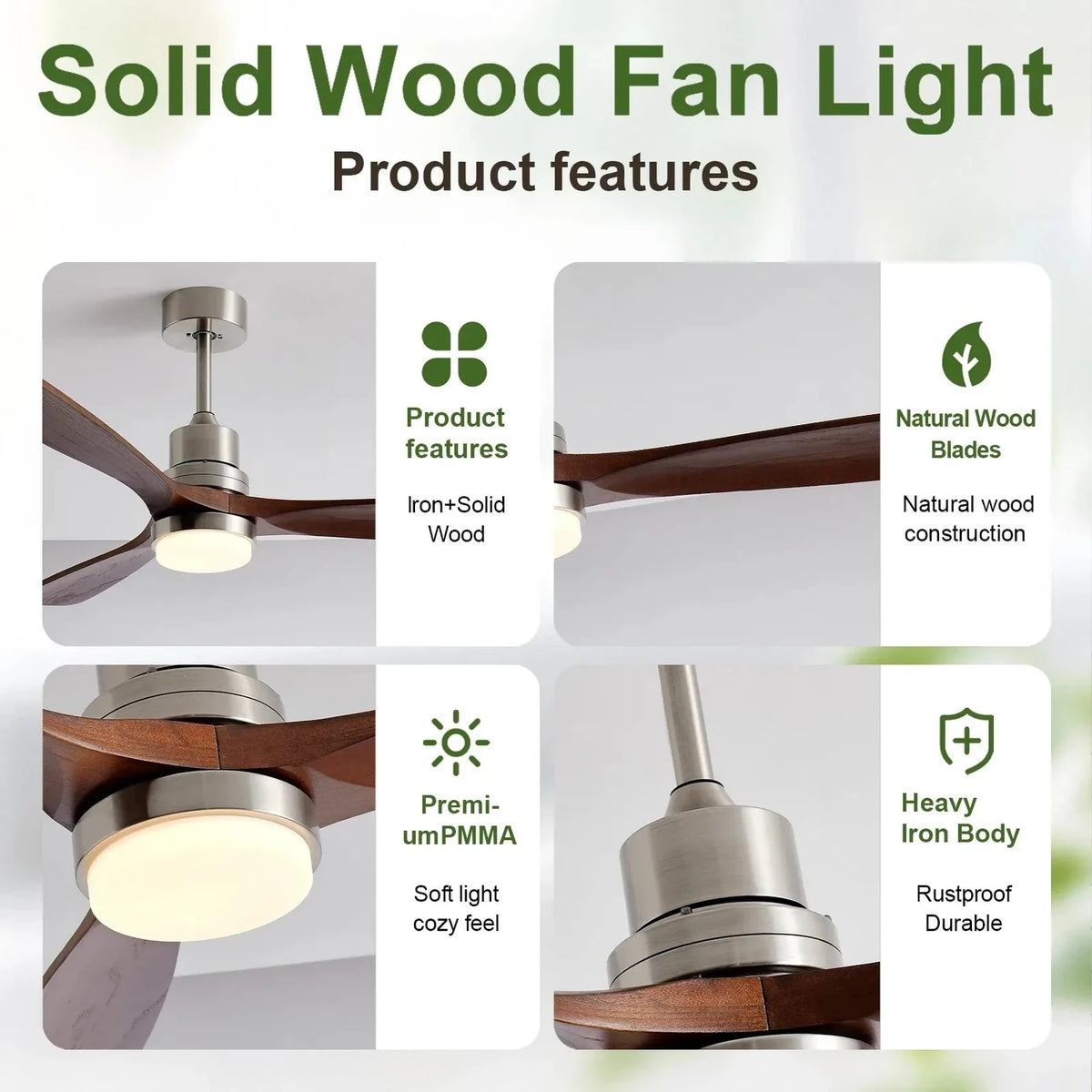 Tri-Blade Ceiling Fan Light for Living Room by AUVIELIGHT