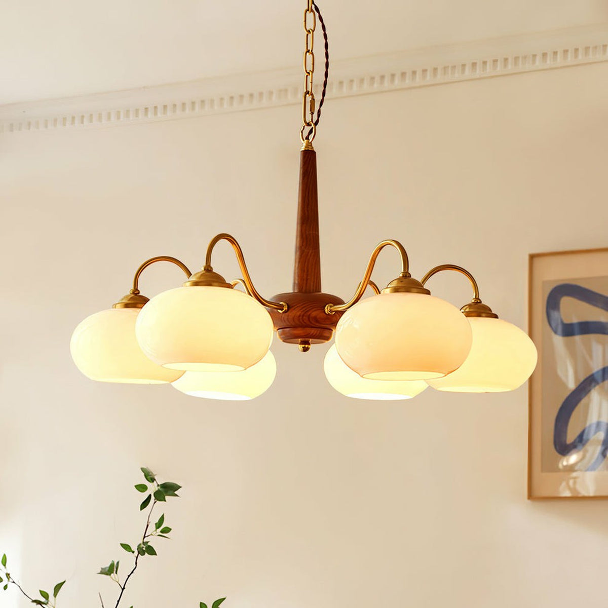 Triad Orb Chandelier in opal for Dining Room light fixture by AUVIELIGHT