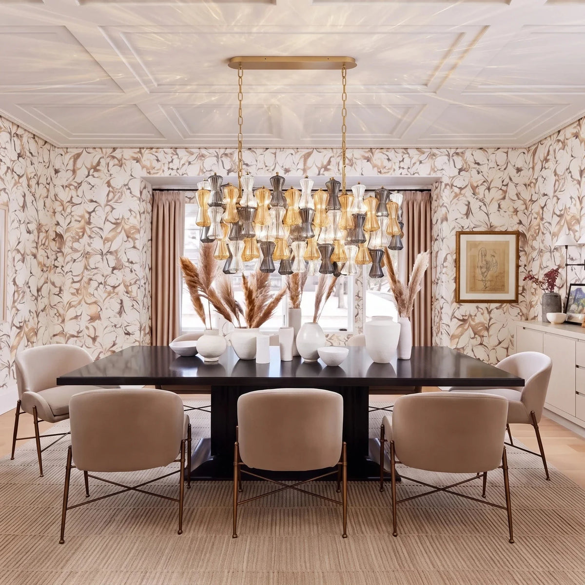 Tricolor Linear Chandelier in murano glass for Dining Room by AUVIELIGHT