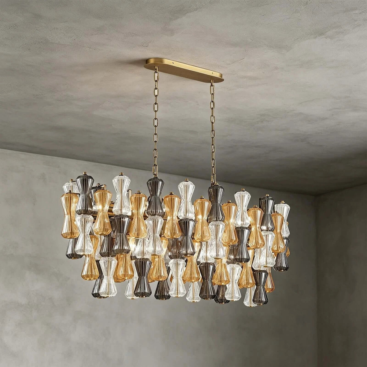 Tricolor Linear Chandelier in murano glass for Dining Room by AUVIELIGHT