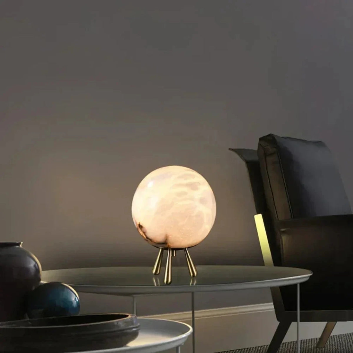 Tripod Lamp in alabaster for Living Room light fixture by AUVIELIGHT