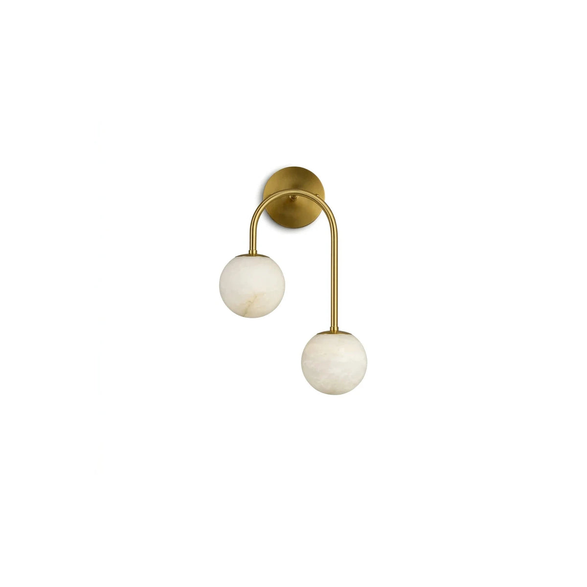 Twin-Arm Brass Alabaster Globe Wall Sconce light fixture by AUVIELIGHT