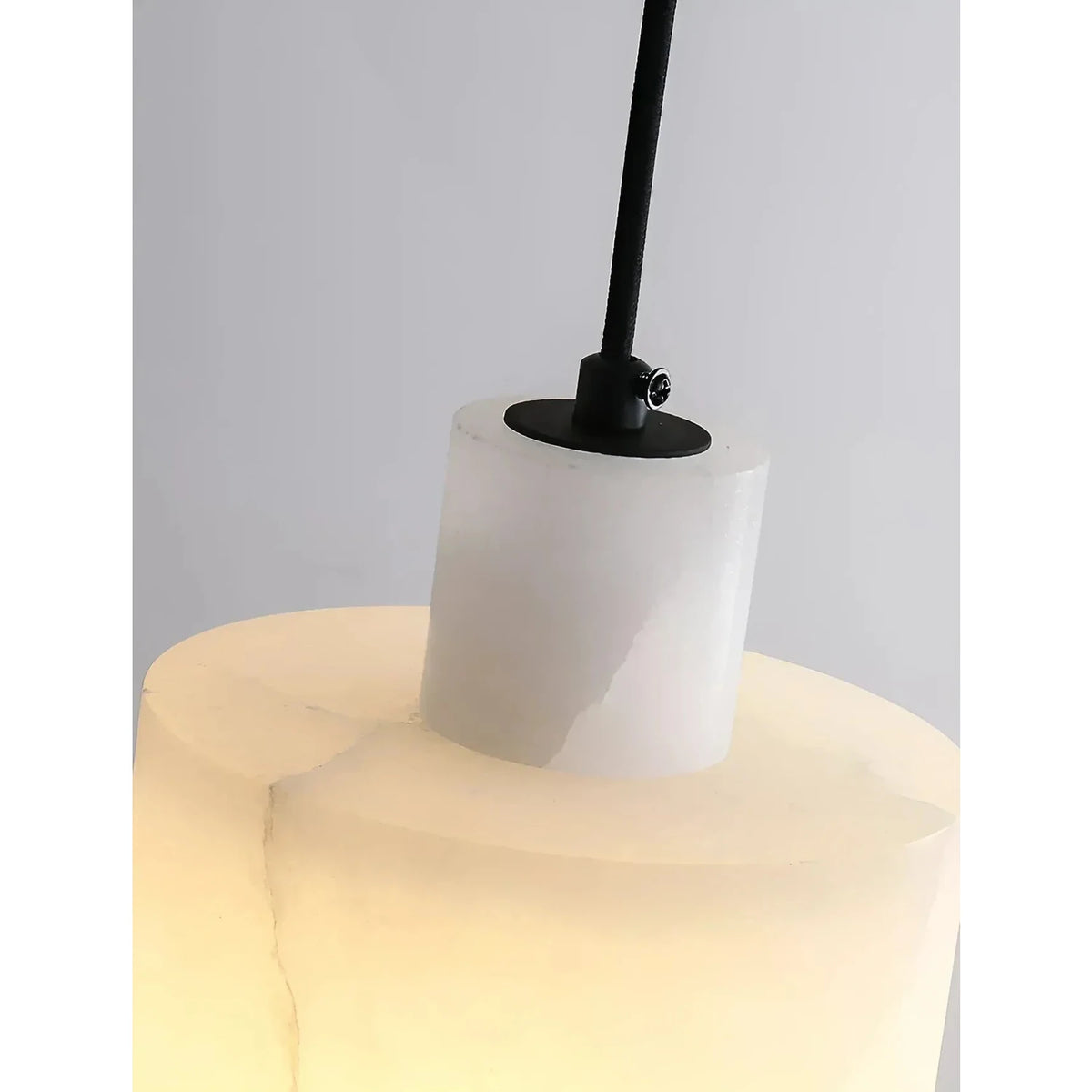 Two-Tier Drum Pendant Light in alabaster for Kitchen Island by AUVIELIGHT